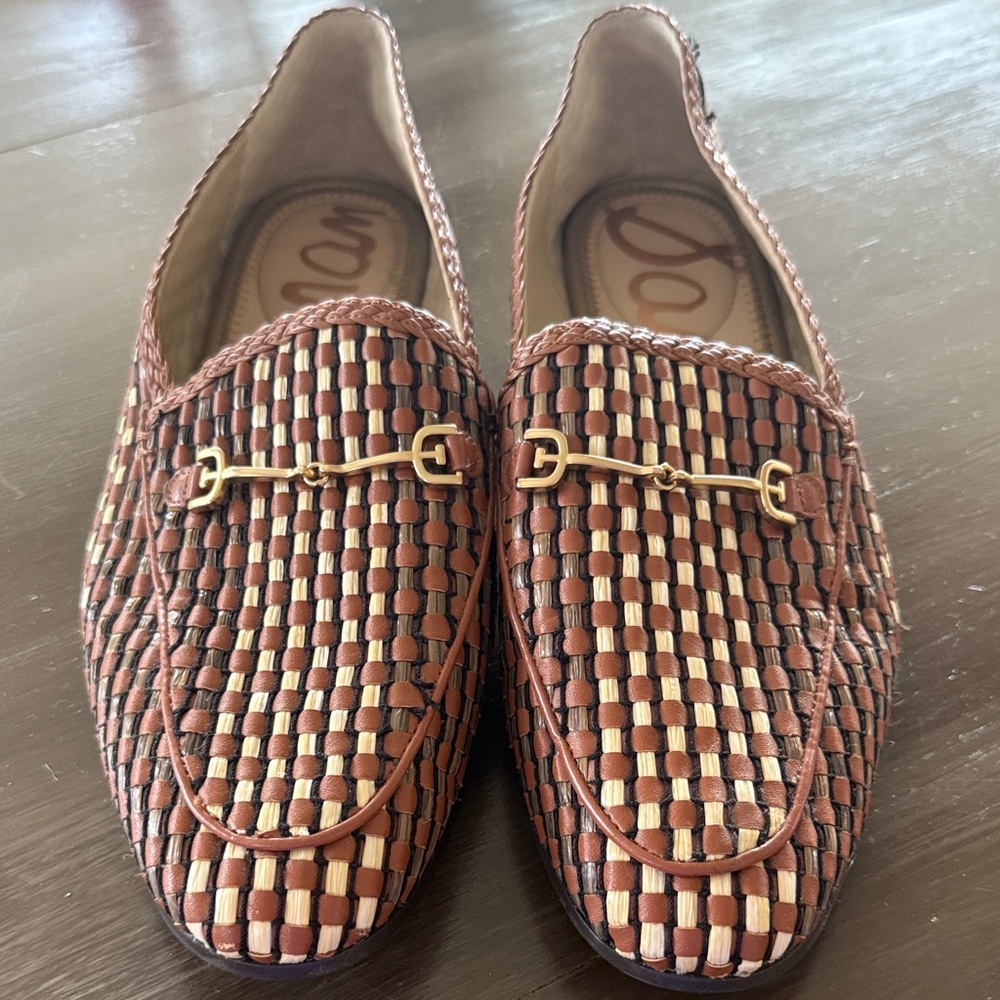 Sam Edelman Laurel Woven Leather Bit Loafers in Brown & Cream 10